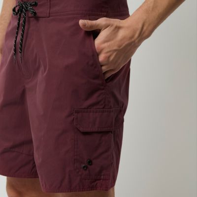Dark red pocket board shorts